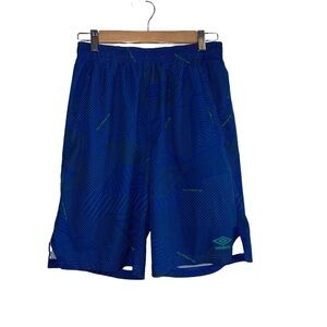 UMBRO Youth Boys Blue Green FTBL Soccer Athletic Shorts Futbol Size XL (16/18)